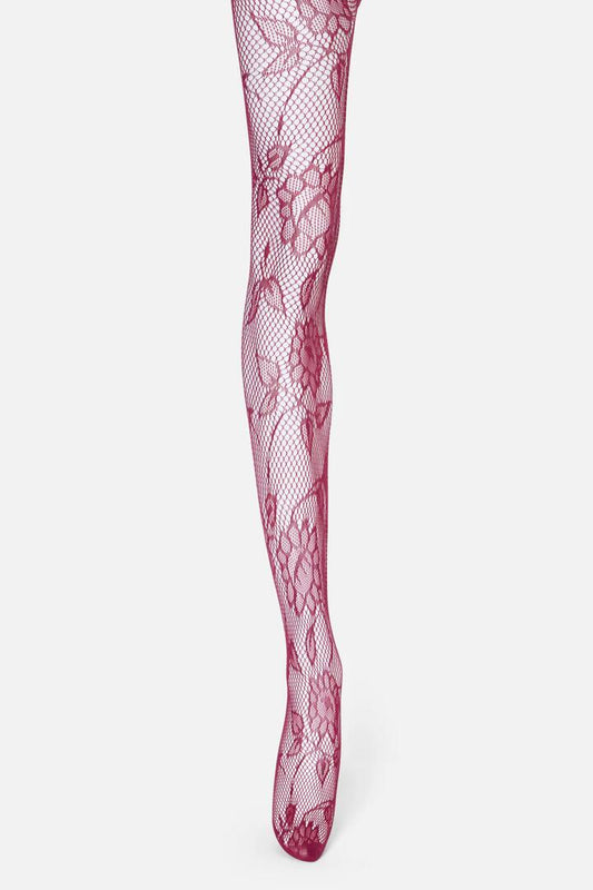 Image of Lingerie. Productname: Plum Flower Fishnet Tights in Plum colour by brand - Princess Highway