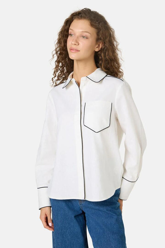 Image of Shirts. Productname: Coffee Run Basic LS Shirt in White colour by brand - Gorman