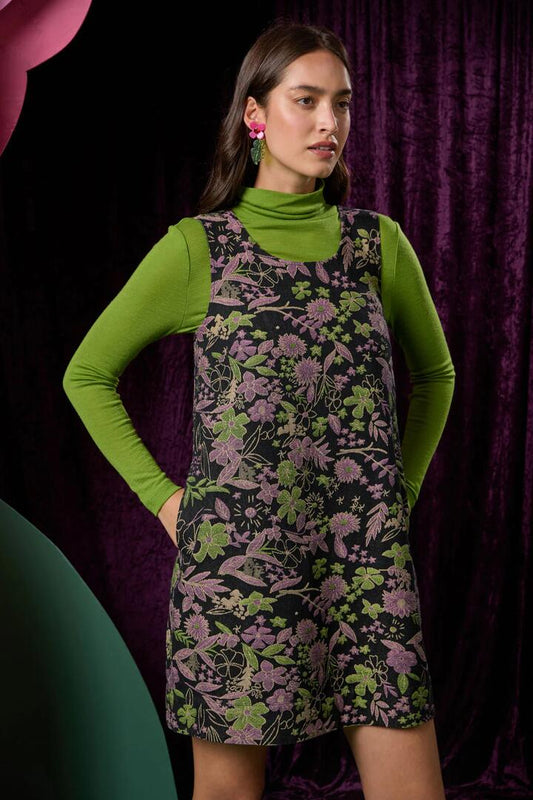 Image of Dresses. Productname: Floral Flight Denim Mini Dress in Black colour by brand - Gorman