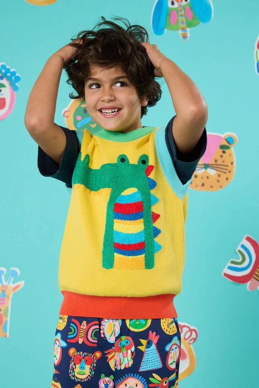 Image of Coats & Jackets. Product name - Crocco Kids Knit Vest in Yellow colour by brand - Gorman