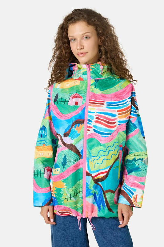 Image of a model wearing Rain Coats. Productname: Mountain Magic Raincoat in Print colour by brand - Gorman
