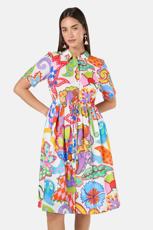 Image of Dresses. Productname: Paisley Parade Shirt Dress in White colour by brand - Gorman