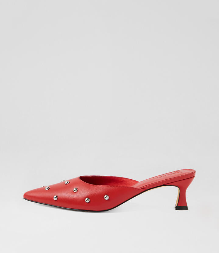 Image of Heels. Productname: Gissello Deep Red Leather Heels in Deep Red colour by brand - MOLLINI