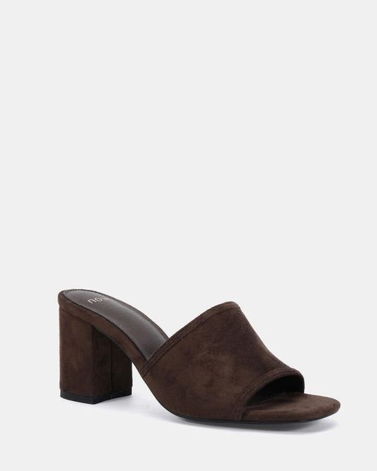 Image of Heels. Productname: Nicole: Espresso Suede - Women's Strappy - High Heel in Espresso Suede colour by brand - Novo