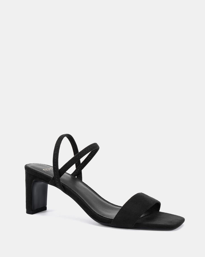 Image of Heels. Productname: Lasso: Black Suede - Women's Strappy - Low Heel in Black colour by brand - Novo