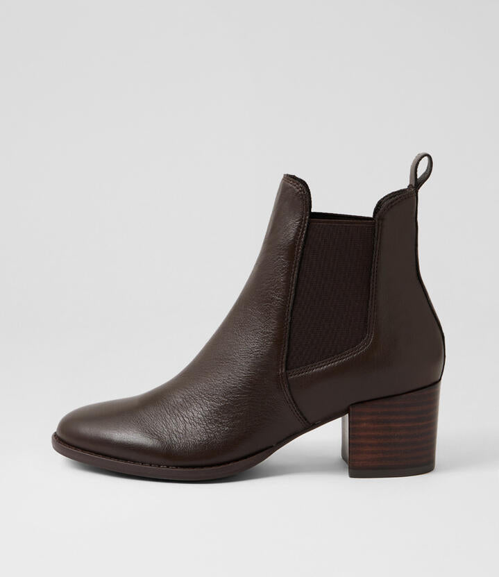 Image of Boots. Productname: Marino Choc Leather Chelsea Boots in Choc colour by brand - MIDAS
