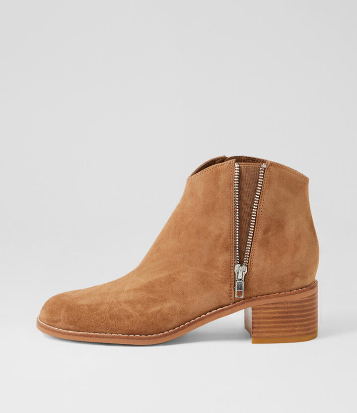 Image of Boots. Productname: Rosca Light Choc Suede Ankle Boots in Lt Choc colour by brand - MIDAS