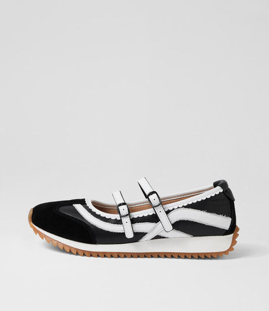 Image of Sneakers. Productname: Crimpy Black Cream Suede Sneakers in Black-Cream colour by brand - MIDAS