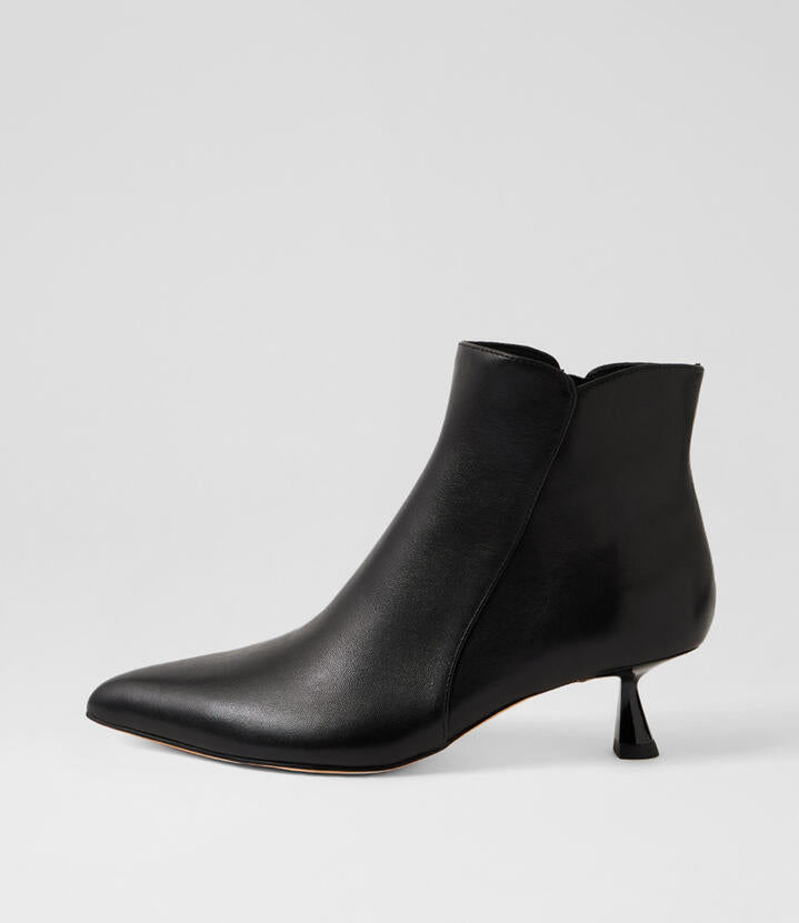 Image of Boots. Productname: Vimto Black Leather Ankle Boots in Black colour by brand - MIDAS