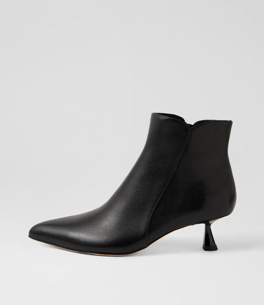 Image of Boots. Productname: Vimto Black Leather Ankle Boots in Black colour by brand - MIDAS