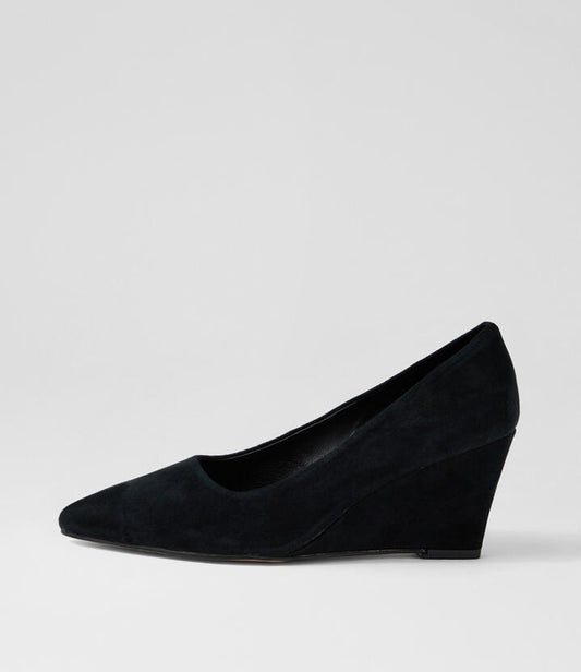 Image of Heels. Productname: Cabu Black Suede Pump Heels in Black colour by brand - MIDAS