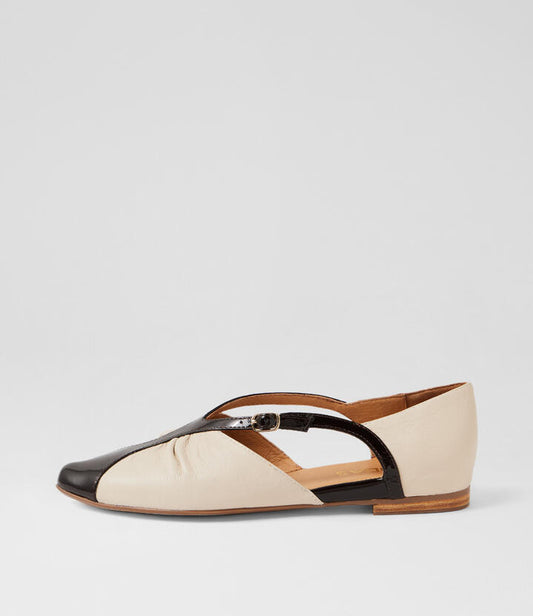 Image of Shoes. Productname: Simbal Choc Milk Patent Leather Flat Shoes in Choc-Milk colour by brand - MIDAS