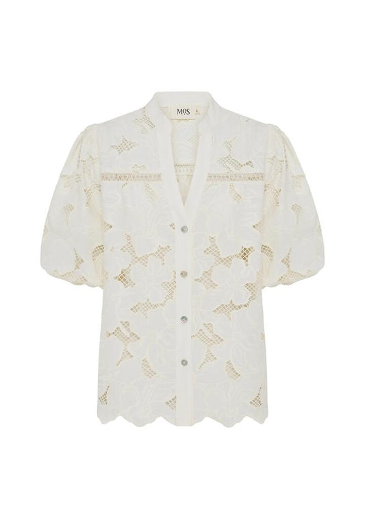 Image of Blouses. Productname: Whisper Embroidery Blouse | MOS The Label in Ivory colour by brand - MOS The Label