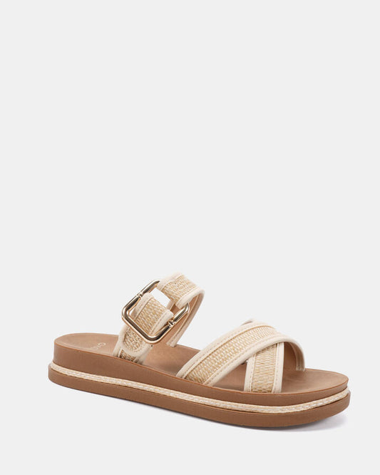 Image of Sandals. Productname: Shadow: Raffia - Women's Thongs in Olive colour by brand - Novo