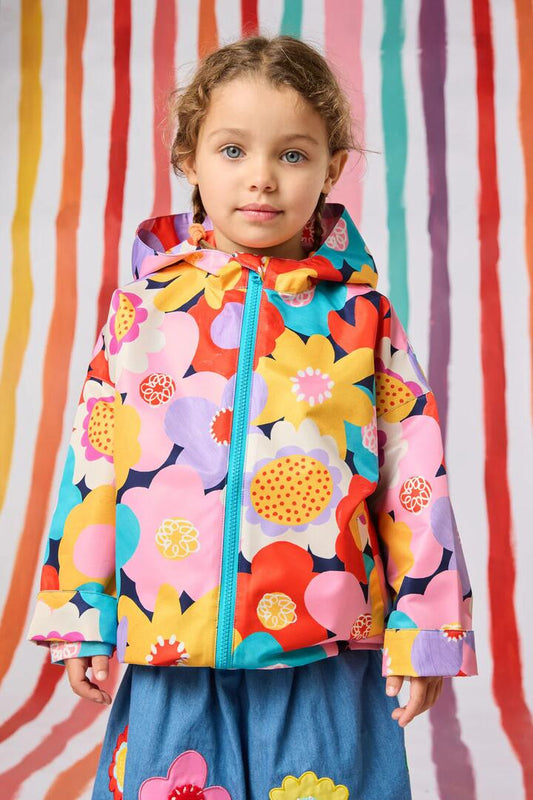 Image of a model wearing Rain Coats. Productname: Geo Floral Kids Raincoat in Multi colour by brand - Gorman