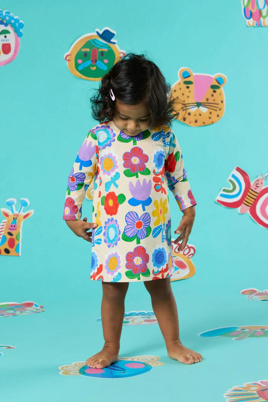 Image of Dresses. Productname: Geo Floral Baby Dress in Cream colour by brand - Gorman