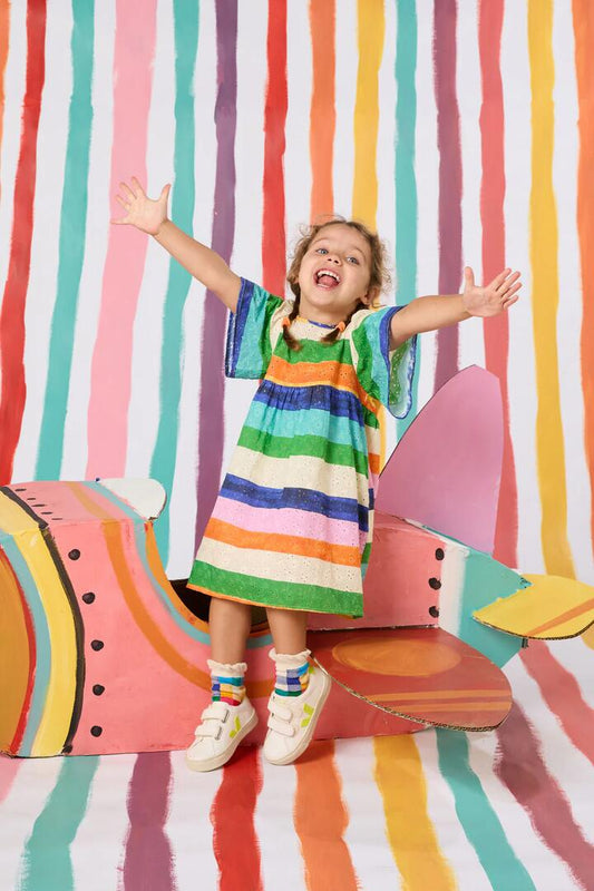 Image of Dresses. Productname: Painted Stripe Kids Dress in Multi colour by brand - Gorman