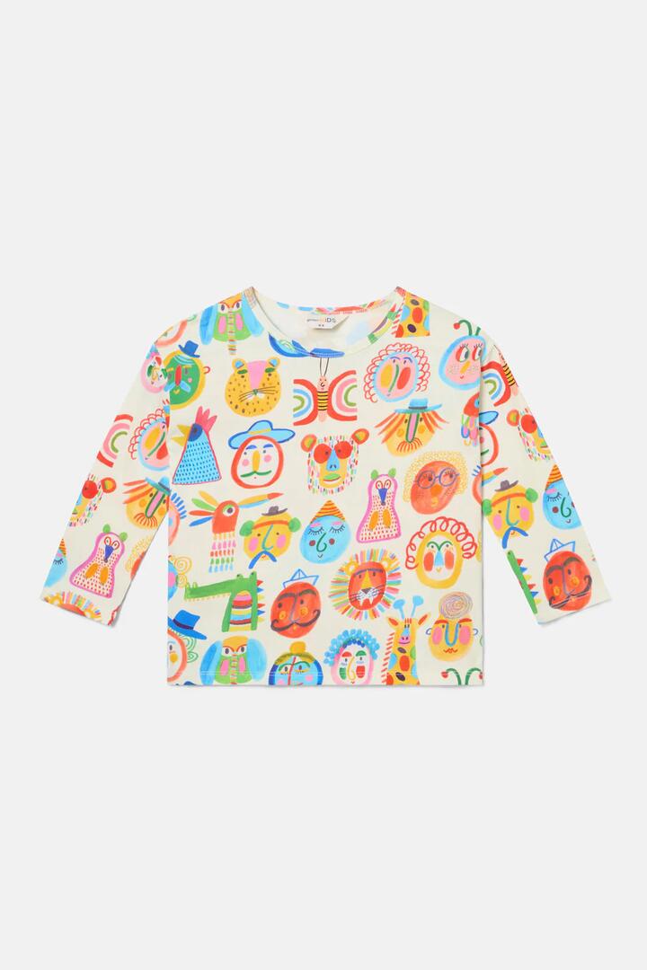 Image of T-Shirts. Product name - Gallery Kids Long Sleeve T-Shirt in Cream colour by brand - Gorman