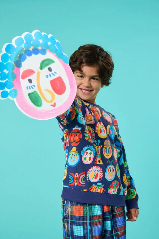 Image of a model wearing Outerwear. Productname: Gallery Kids Sweater in Navy colour by brand - Gorman