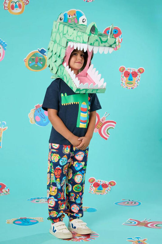 Image of a model wearing Pants. Productname: Gallery Kids Track Pant in Navy colour by brand - Gorman