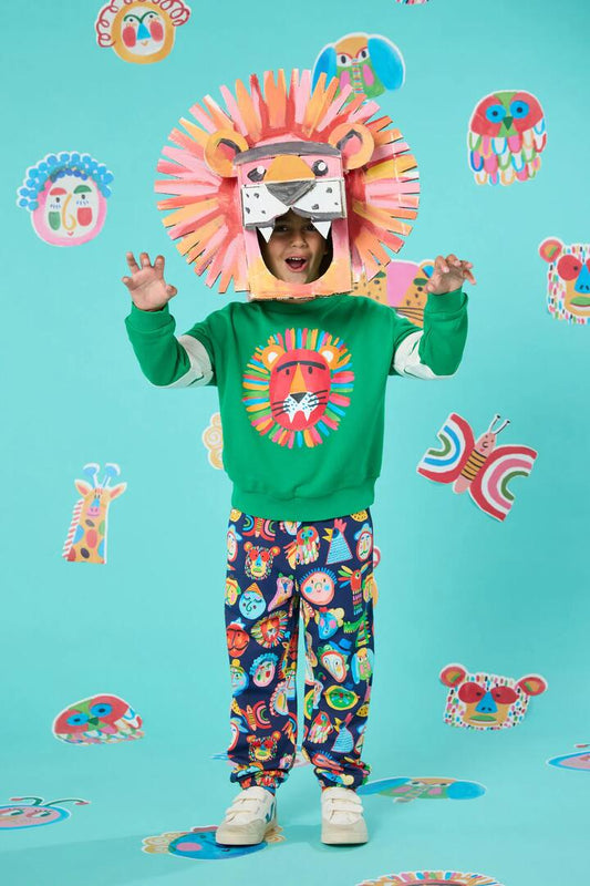 Image of a model wearing Outerwear. Productname: Lion Kids Sweater in Green colour by brand - Gorman