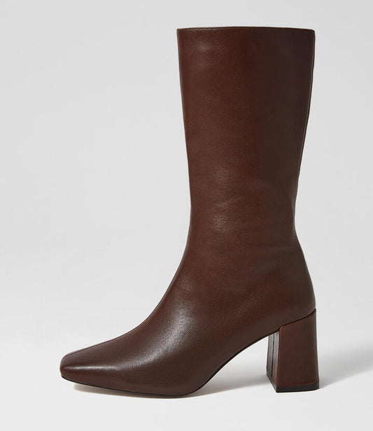 Image of Boots. Productname: Warrior Deep Brown Leather Calf Boots in Deep Brown colour by brand - MOLLINI