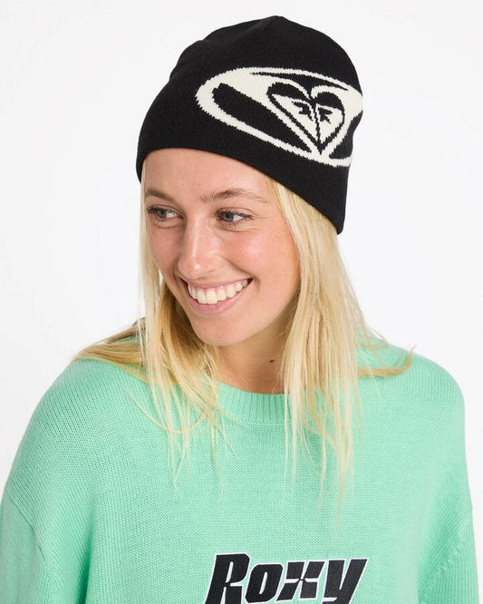 Image of Hats. Productname: Roxy Heart Og Hearts Beanie Black - in Black colour by brand - Roxy