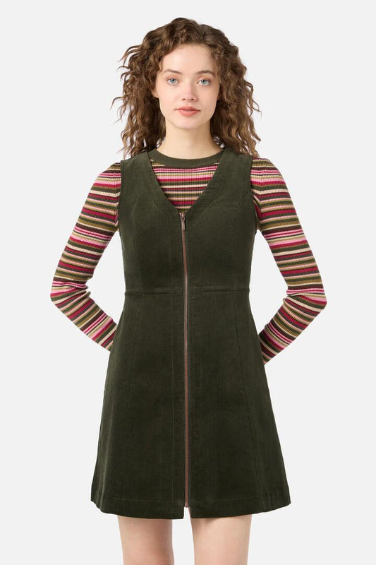 Image of Dresses. Productname: Honey Cord Pinafore in Forest Green colour by brand - Princess Highway