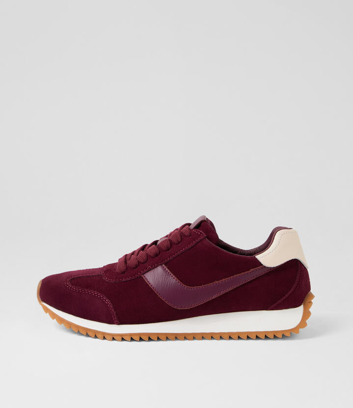 Image of Sneakers. Productname: Donnie Burgundy Suede Sneakers in Burgundy colour by brand - MIDAS