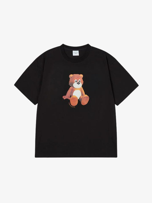 Image of a model wearing Tops. Productname: ADLV Ac Teddy Bear Short Sleeve T-Shirt in Black colour by brand - ADLV