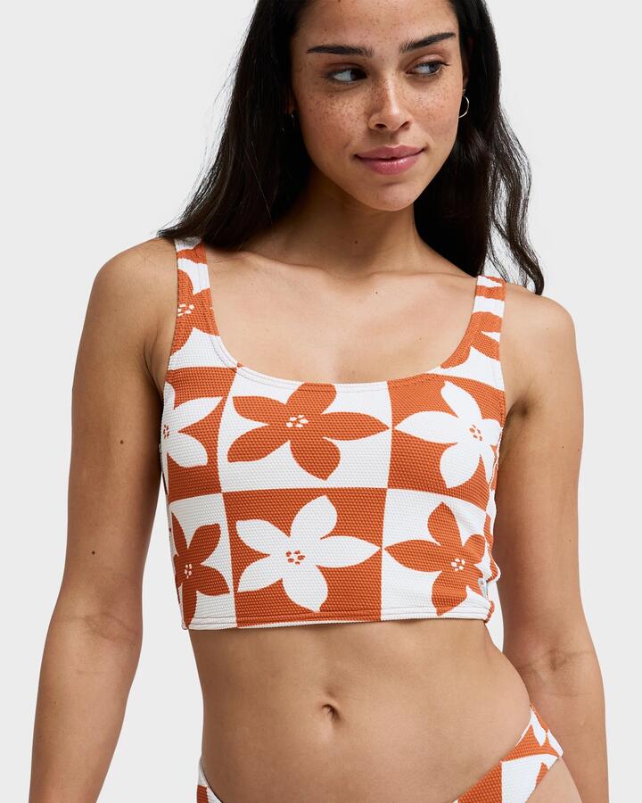 Image of Swimwear. Productname: Roxy Womens Hazy Days Tank Bikini Top Ginger Spice Flora - in Ginger Spice Flora colour by brand - Roxy
