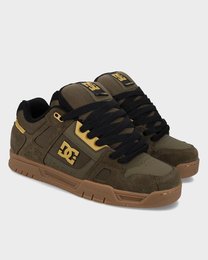 Image of Shoes. Productname: DC Shoes Mens Stag Skate Shoes Olive/Gum - in Olive/Gum colour by brand - DC Shoes