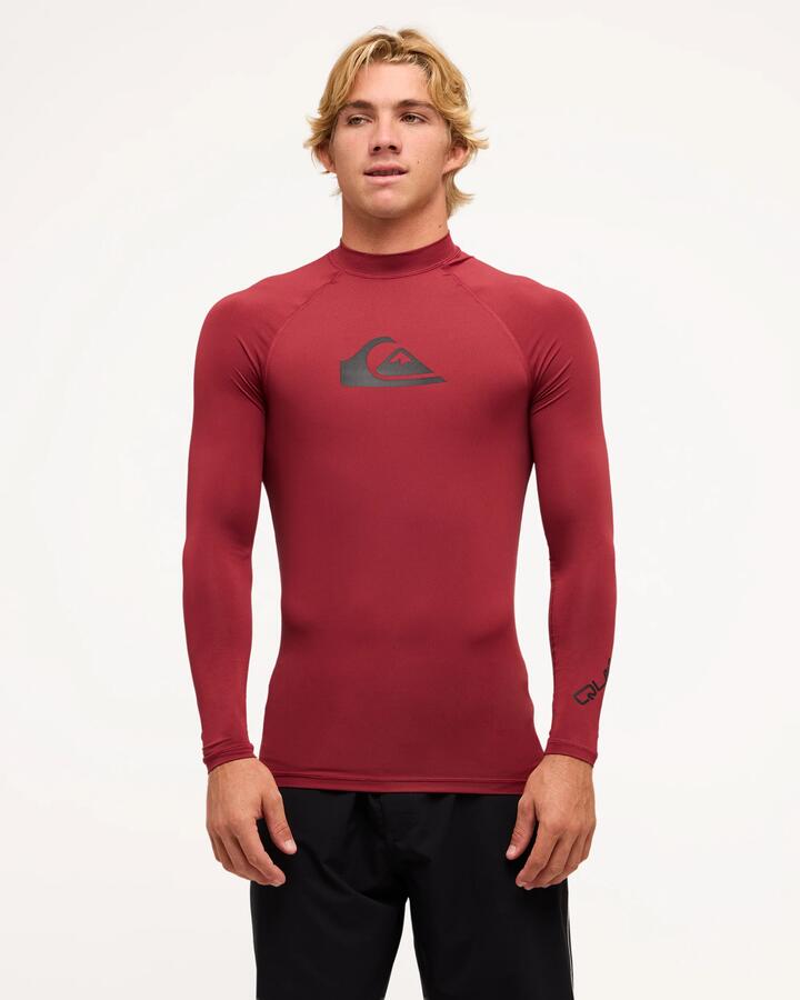 Image of Coats & Jackets. Productname: Quiksilver Mens All Time Long Sleve Rash Vest Burnt Russet - in Burnt Russet colour by brand - Quiksilver