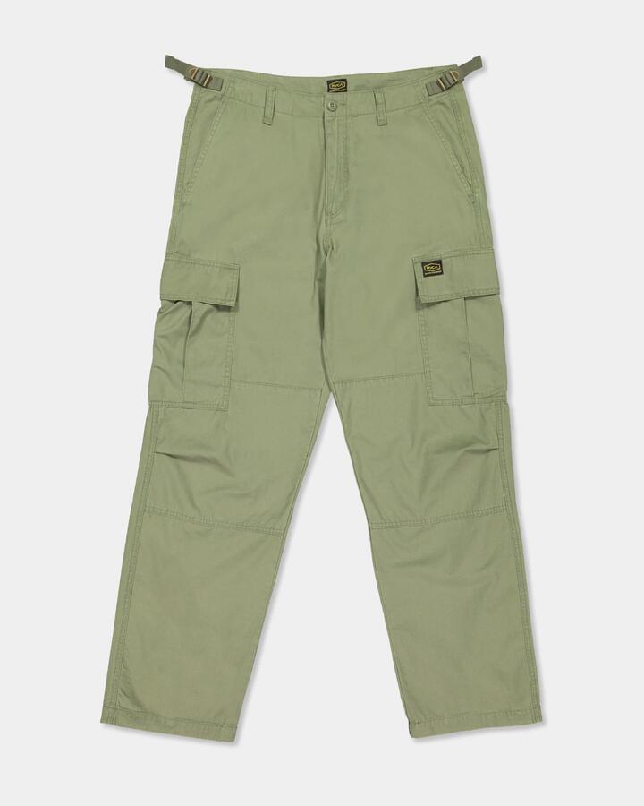 Image of a model wearing Pants. Productname: RVCA Mens Dayshift Cargo Pants Fatigue - in Fatigue colour by brand - RVCA