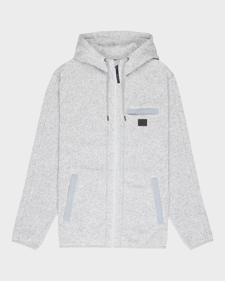 Image of a model wearing Outerwear. Productname: Quiksilver Mens Keller Outdoor Zip Up Hoodie Light Grey Heather - in Light Grey Heather colour by brand - Quiksilver