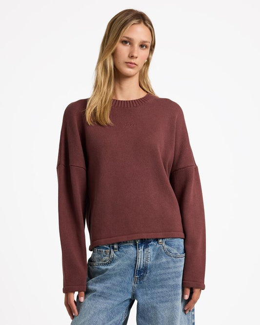 Image of Accessories. Productname: RVCA Womens Ivy Crew Neck Terra Brown - in Terra Brown colour by brand - RVCA