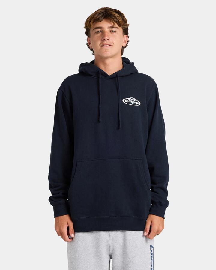 Image of a model wearing Outerwear. Productname: Billabong Mens Diamond Wave Pullover Hoodie Navy - in Navy colour by brand - Billabong