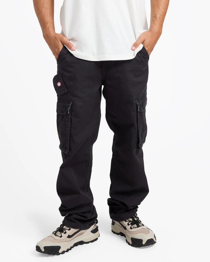 Image of a model wearing Pants. Product name - Element Mens Source Cargo Pants Off Black - in Off Black colour by brand - Element