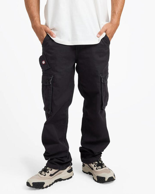 Image of a model wearing Pants. Product name - Element Mens Source Cargo Pants Off Black - in Off Black colour by brand - Element