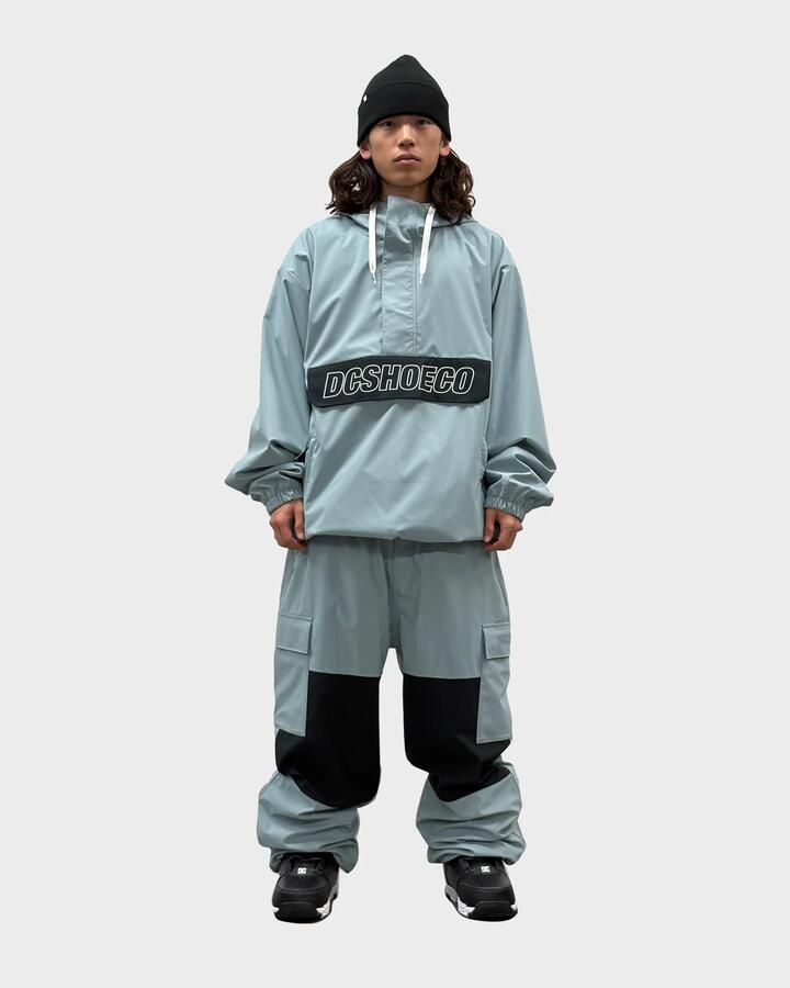 Image of a model wearing Outerwear. Productname: DC Shoes Mens 25 Dc Anorak Snow Jacket Mint - in Mint colour by brand - DC Shoes