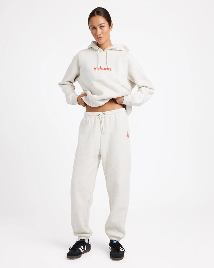 Image of a model wearing Pants. Product name - Volcom Womens Get More Trackpants Light Heather Grey in Light Heather Grey colour by brand - Volcom