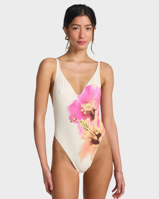 Image of Accessories. Productname: Billabong Womens Sunny Shore Deep V One Piece Salt Crystal - in Salt Crystal colour by brand - Billabong