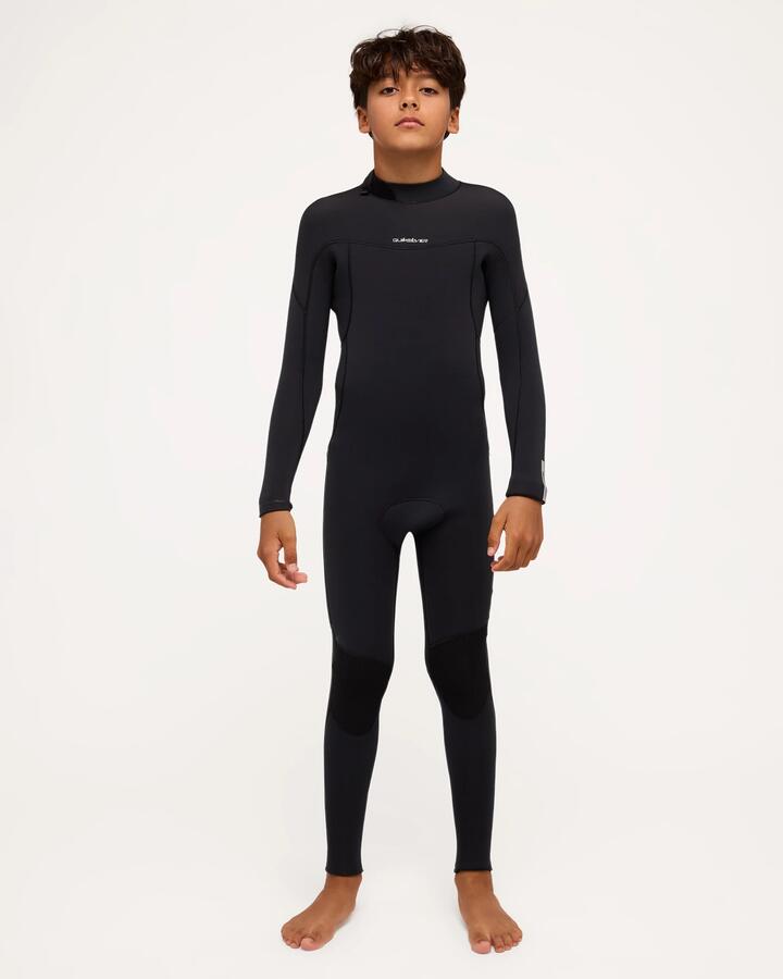 Image of a model wearing Tops. Productname: Quiksilver Boys 8-16 4/3 Everyday Sessions Back Zip Wetsuit Black - in Black colour by brand - Quiksilver