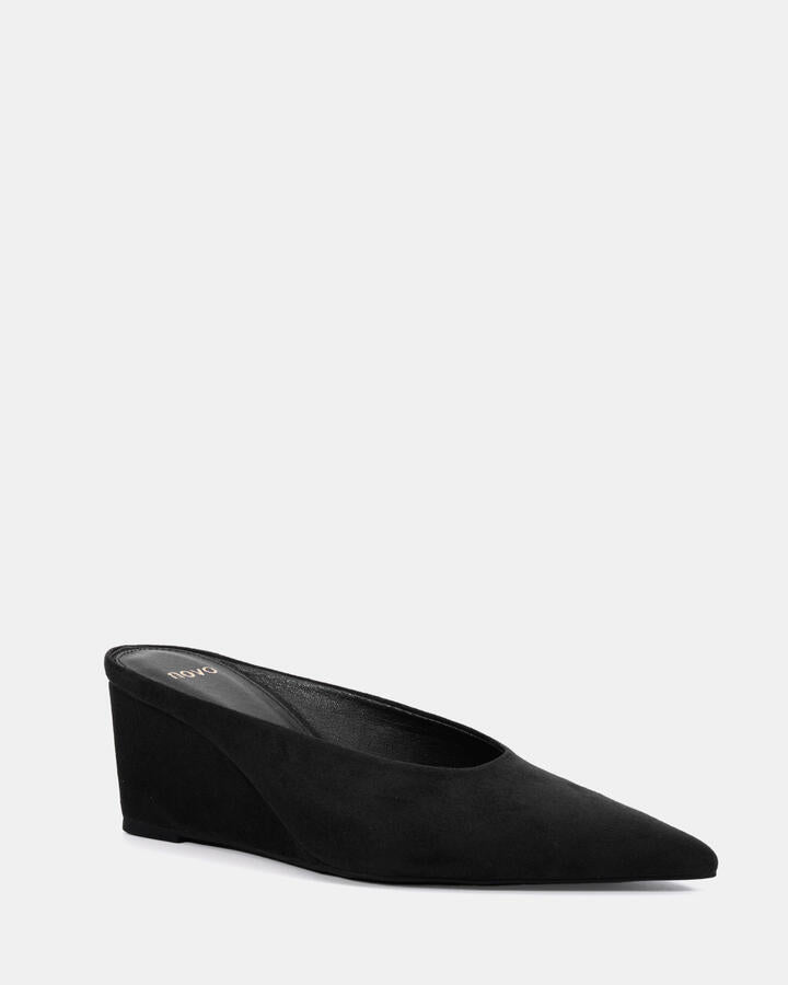 Image of Boots. Productname: Bond: Black Suede - Women's Wedge in Black colour by brand - Novo