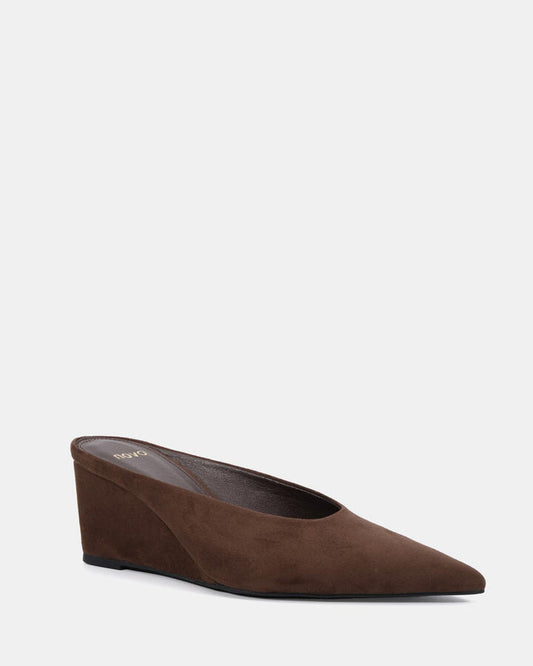 Image of Boots. Product name - Bond Espresso Suede Wedge Heels in Espresso Suede colour by brand - Novo