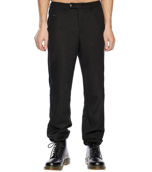 Image of a model wearing Pants. Productname: Woolly Trouser in Black colour by brand - Dangerfield