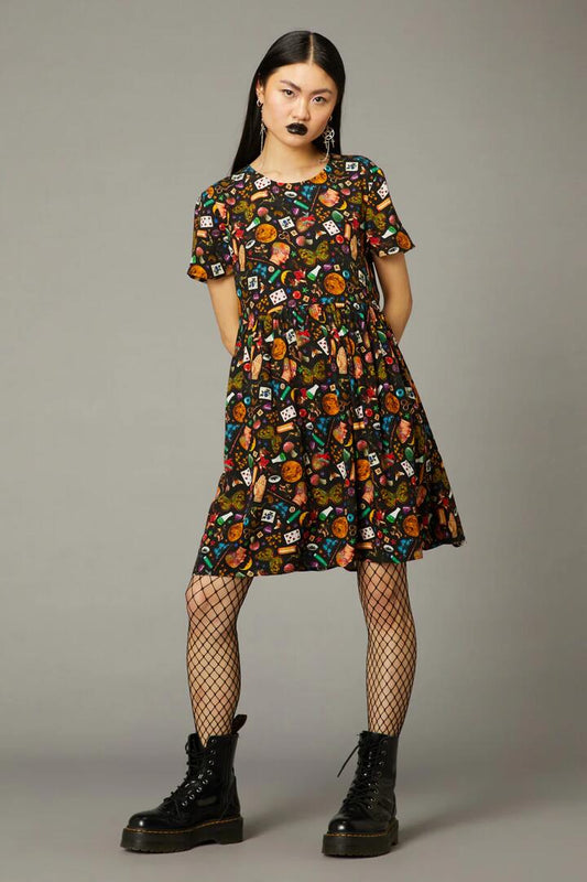 Image of Dresses. Productname: Crafty Witch Print Dress in Multi colour by brand - Black Friday