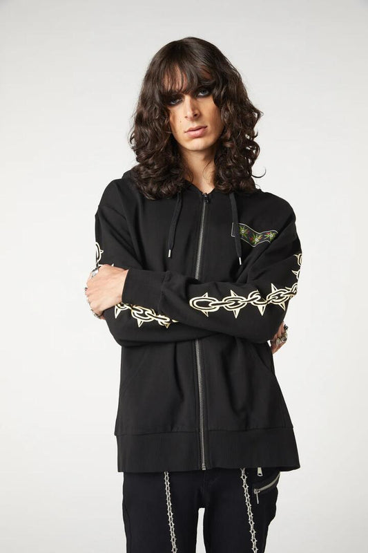 Image of a model wearing Outerwear. Productname: All In The Golden Hour Hoodie in Black colour by brand - Dangerfield