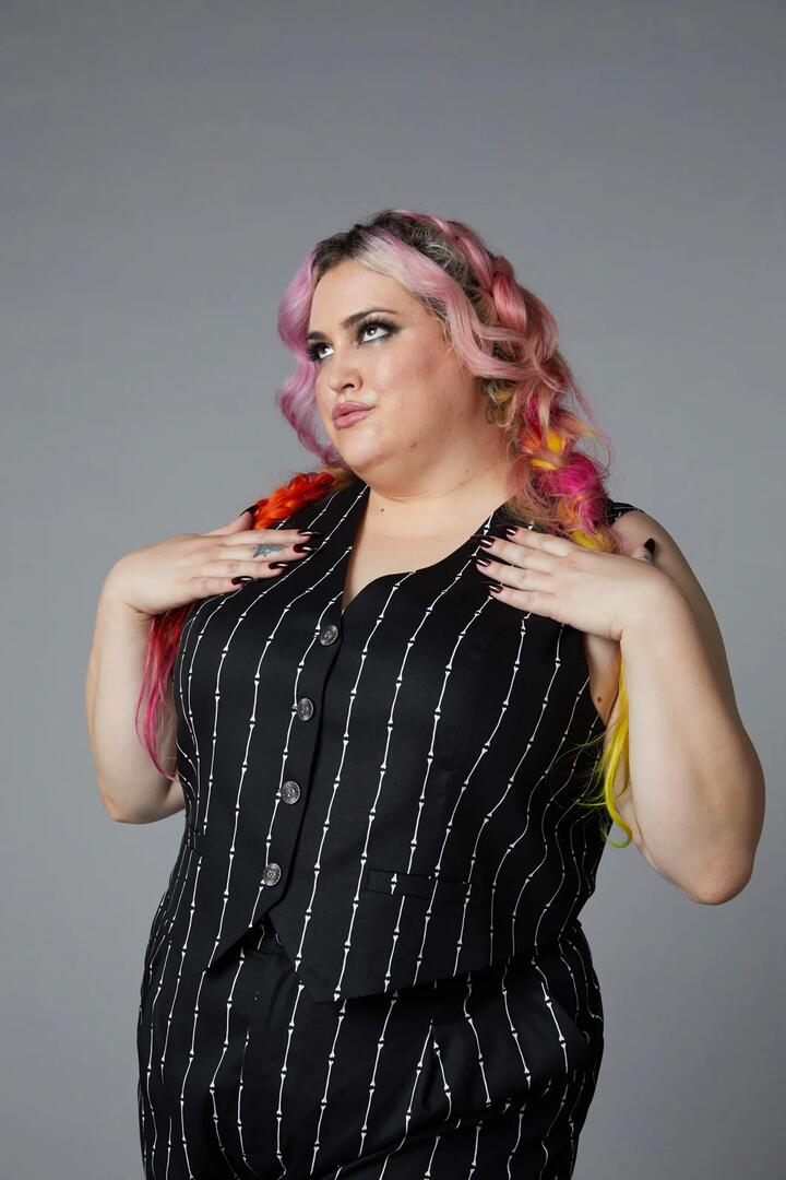 Image of Coats & Jackets. Productname: Curve Funny Bone Vest in Black colour by brand - Black Friday
