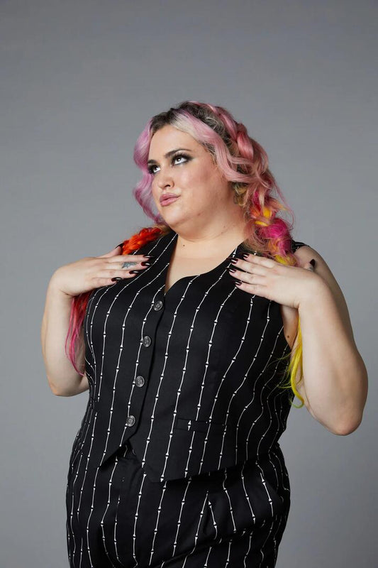 Image of Coats & Jackets. Productname: Curve Funny Bone Vest in Black colour by brand - Black Friday